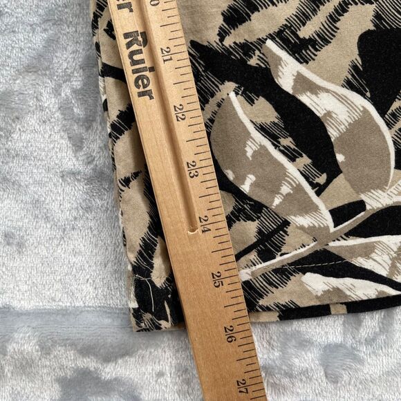 Royalty For Me Pants Womens Large Tan Tropical Leaf Wide Straight Leg Rayon - Picture 12 of 16